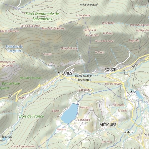 Plan cartographique de Bruyante à Mijanès