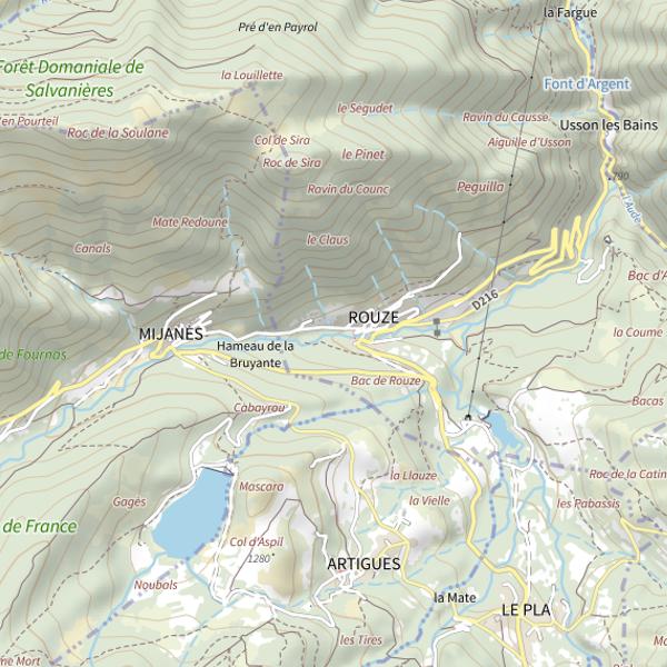 Plan cartographique de Bruyante à Rouze