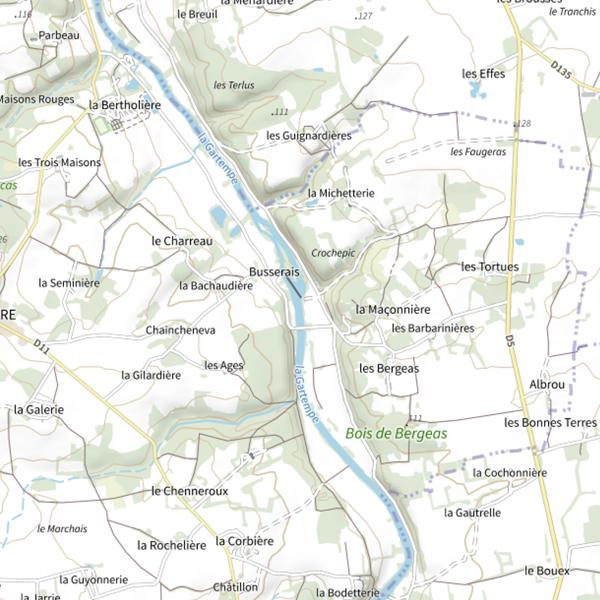 Plan cartographique de Busserais (barrage)