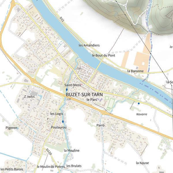Plan cartographique de Buzet-sur-tarn