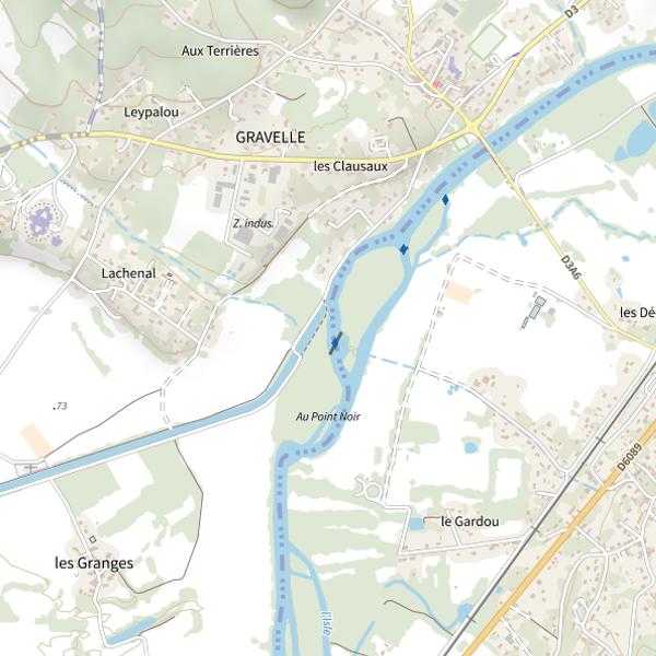 Plan cartographique de Cale du canal d'Annesse sur la rivière Isle