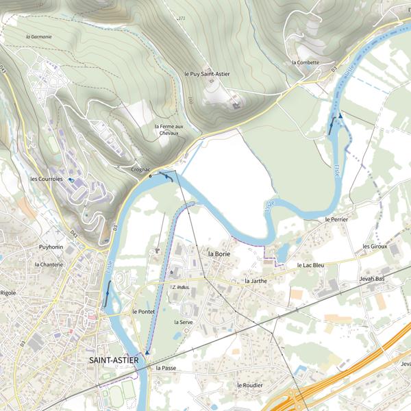 Plan cartographique de Cale du canal de Saint Astier sur la rivière Isle