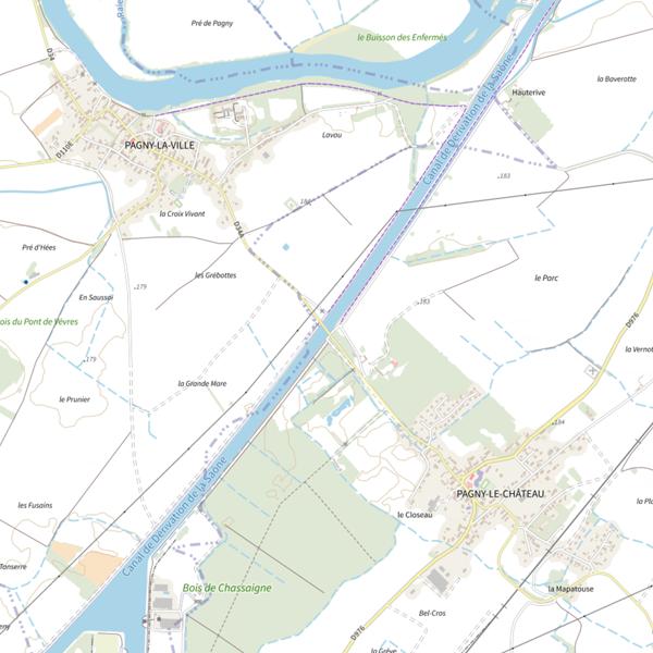 Plan cartographique de Canal à Grand Gabarit
