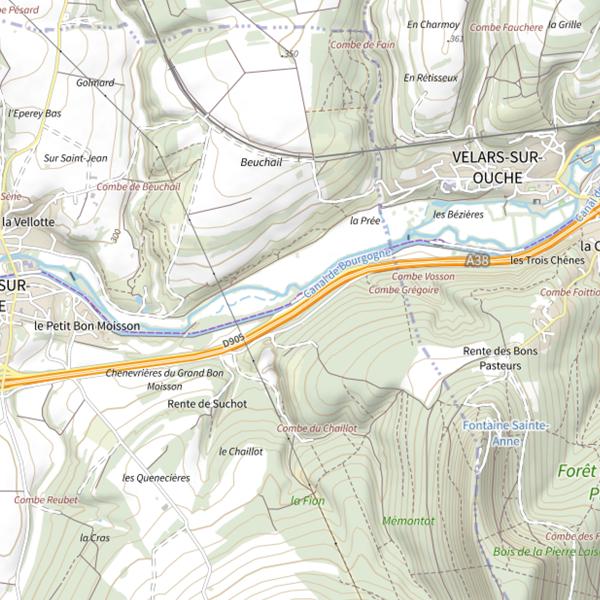 Plan cartographique de Canal de Bourgogne (Côte-d'Or)