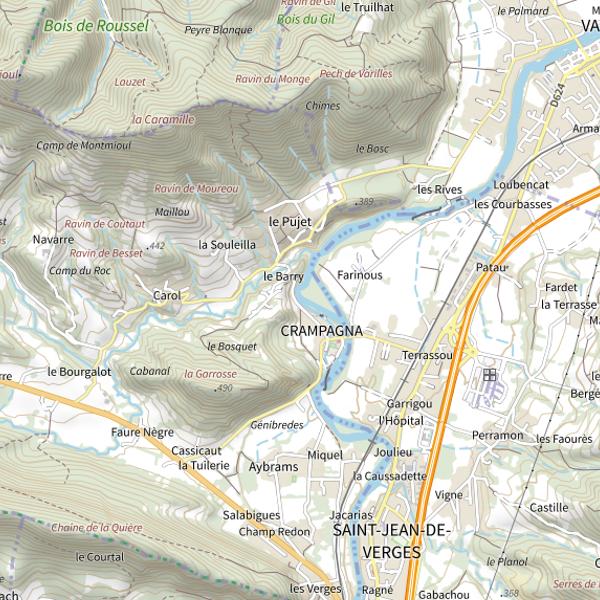 Plan cartographique de Canal de Crampagna à Crampagna
