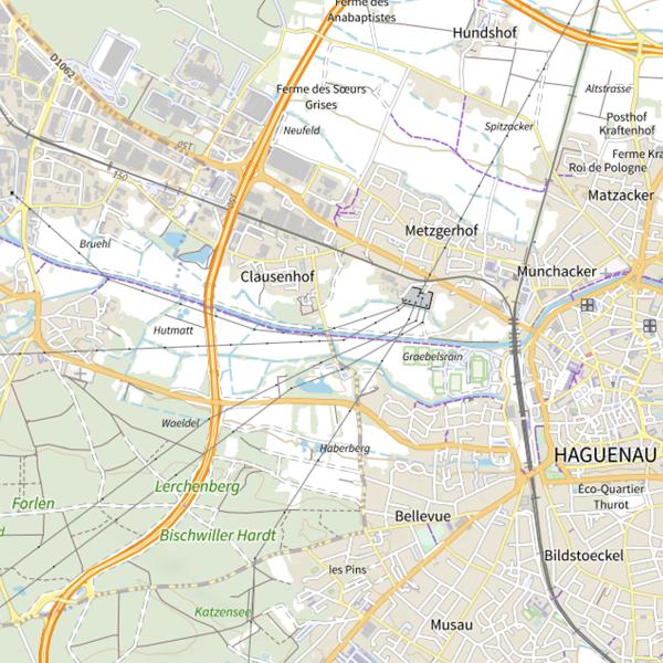 Plan cartographique de Canal de décharge de la Moder