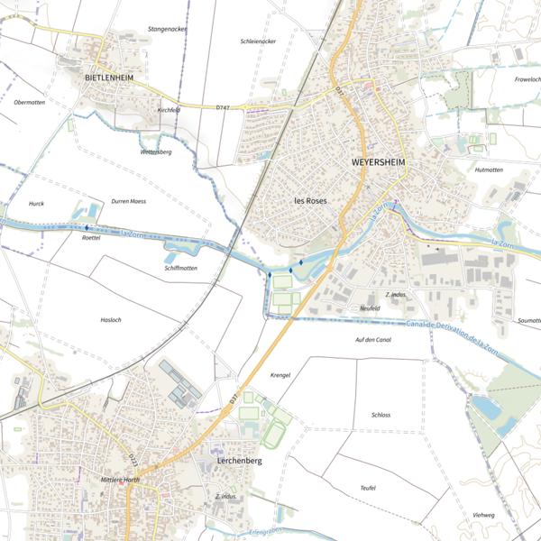 Plan cartographique de Canal de décharge de la Zorn