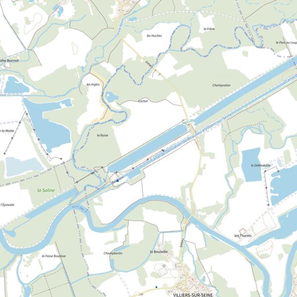 Plan cartographique de Canal de Dérivation 2 de la Commune de Villiers sur Seine
