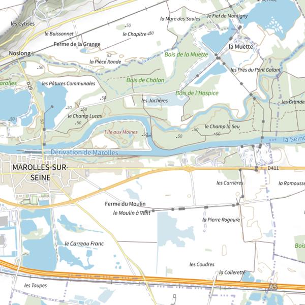 Plan cartographique de Canal de dérivation de Marolles-sur-Seine