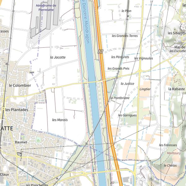 Plan cartographique de Canal de Donzere Lot 2-CC