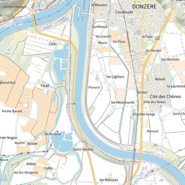 Plan cartographique de Canal de Donzere