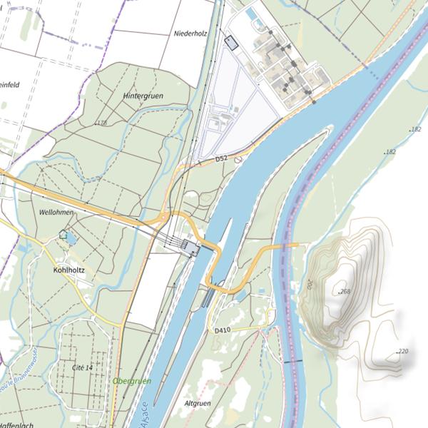 Plan cartographique de Canal de force motrice et de fuite de Marckolsheim