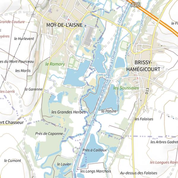 Plan cartographique de Canal de la Sambre à l'Oise
