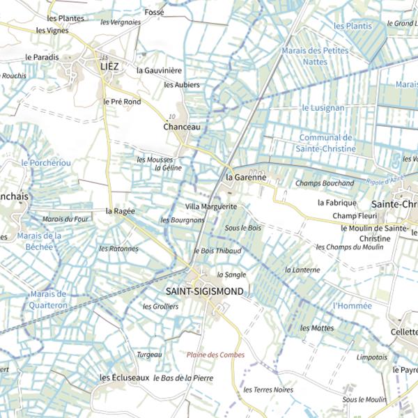 Plan cartographique de Canal de la Vieille Autize, St Sigismond