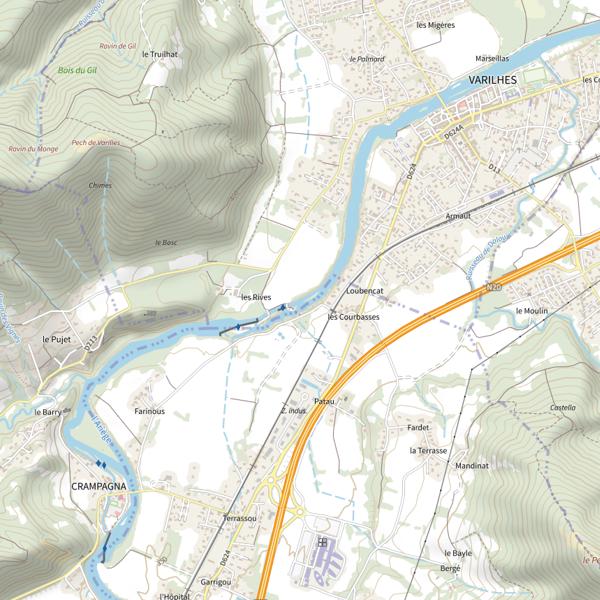 Plan cartographique de Canal de Las Rives à Varilhes