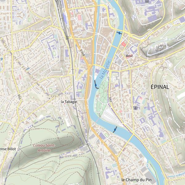 Plan cartographique de Canal de l'Est (Branche d'Epinal)
