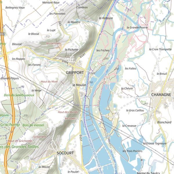 Plan cartographique de Canal de l'Est (Branche Sud)