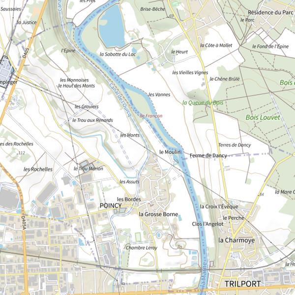Plan cartographique de Canal de l'Ourcq : Parcours fédéral