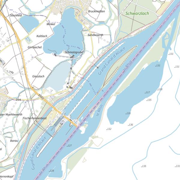 Plan cartographique de Canal de navigation de Gambsheim