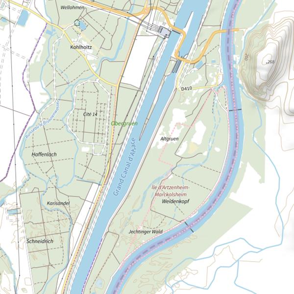 Plan cartographique de Canal de navigation de Marckolsheim