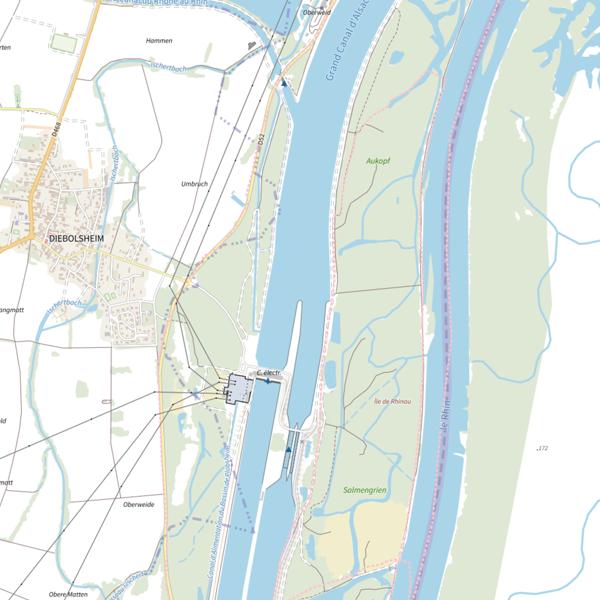Plan cartographique de Canal de navigation de Rhinau