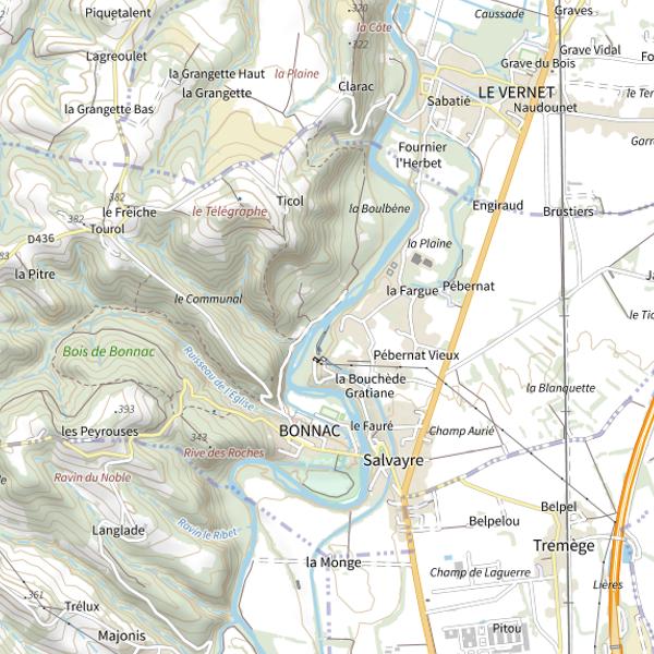Plan cartographique de Canal de Pébernat à Pamiers