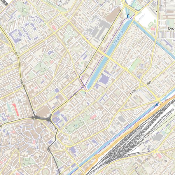Plan cartographique de Canal Drouot et Nouveaux Bassins