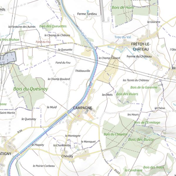 Plan cartographique de Canal du Nord