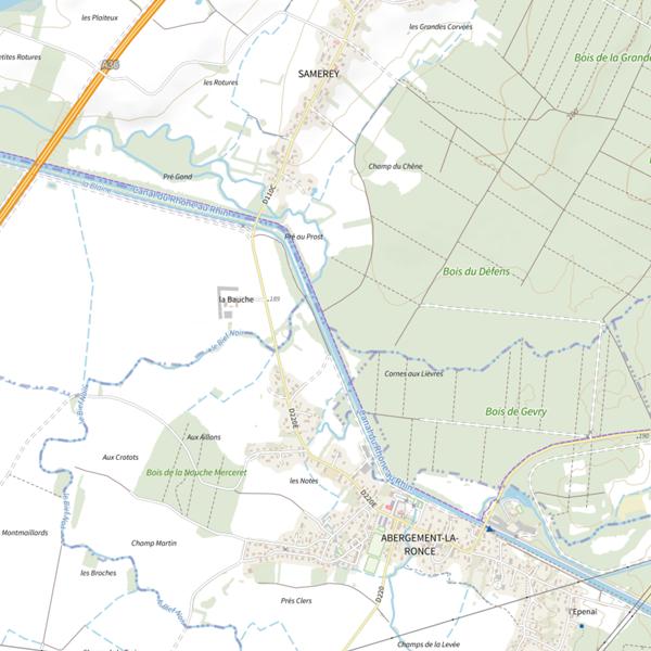 Plan cartographique de Canal du Rhône au Rhin (Côte-d'Or)