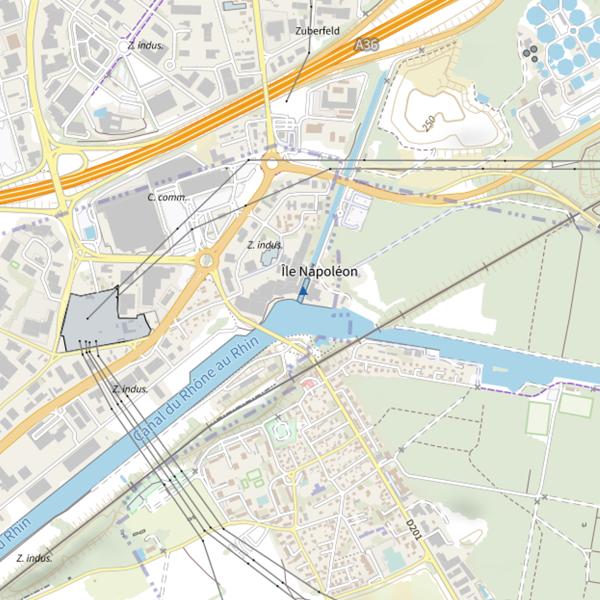 Plan cartographique de Canal du Rhône au Rhin déclassé (Haut-Rhin)