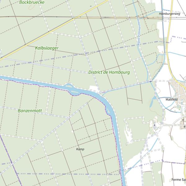Plan cartographique de Canal du Rhône au Rhin Grand gabarit