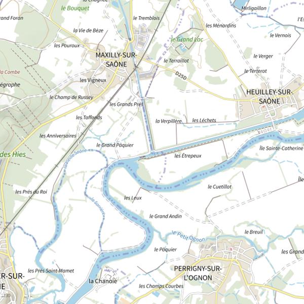 Plan cartographique de Canal Entre Champagne et Bourgogne (Côte-d'Or)