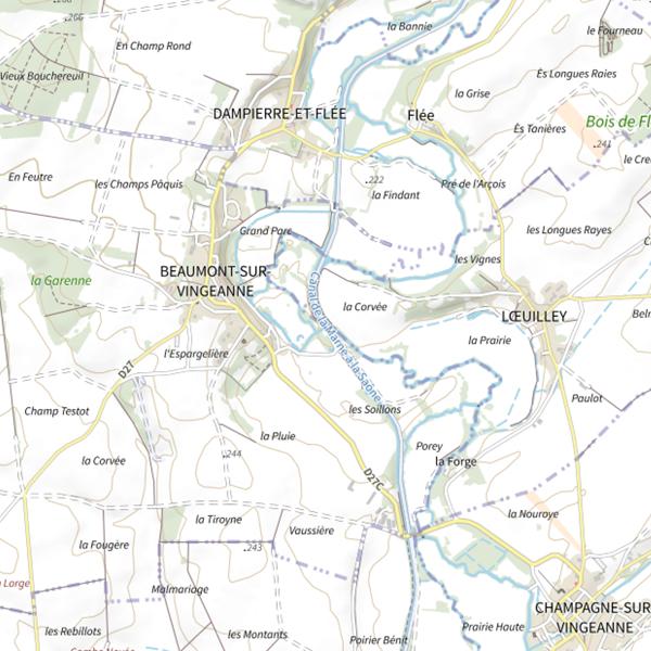 Plan cartographique de Canal Entre Champagne et Bourgogne (Haute-Saône)