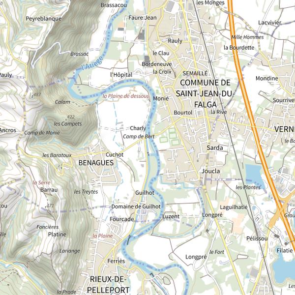 Plan cartographique de Canal Guilhot à Benagues