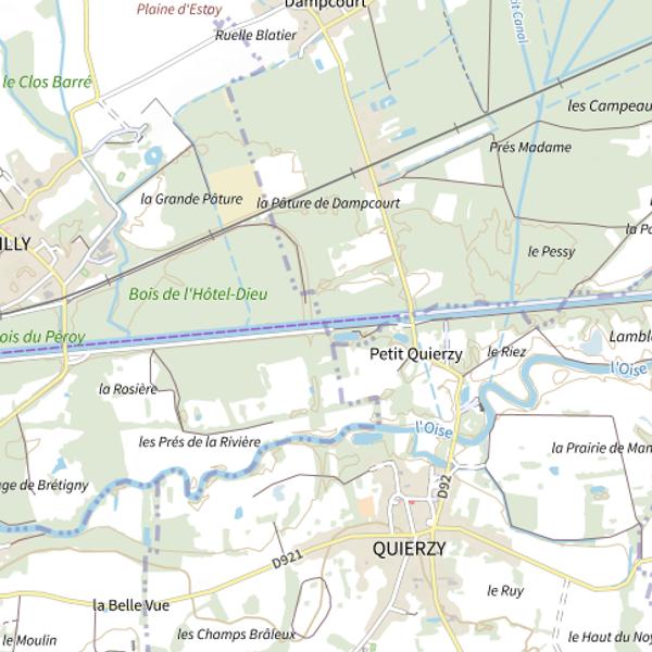 Plan cartographique de Canal Latéral à l'Oise (Aisne)