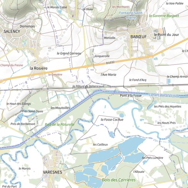 Plan cartographique de Canal Latéral à l'Oise