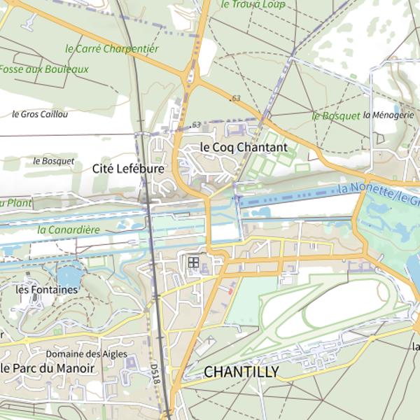 Plan cartographique de Canal Nonette (D1016)