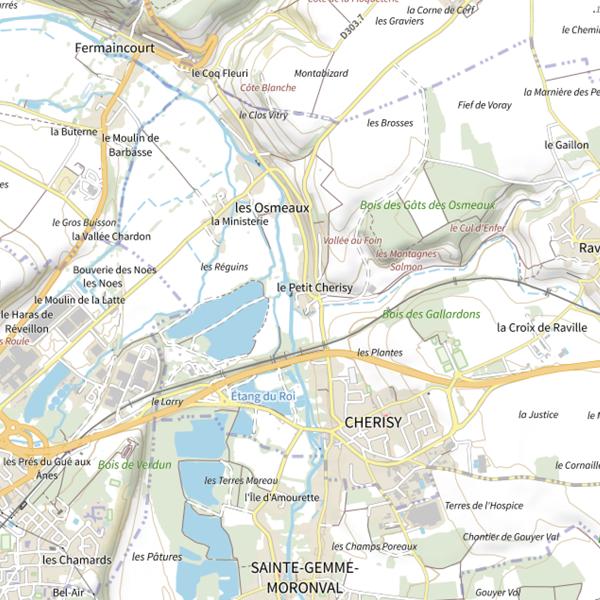 Plan cartographique de Carp Fishing des Pâtures