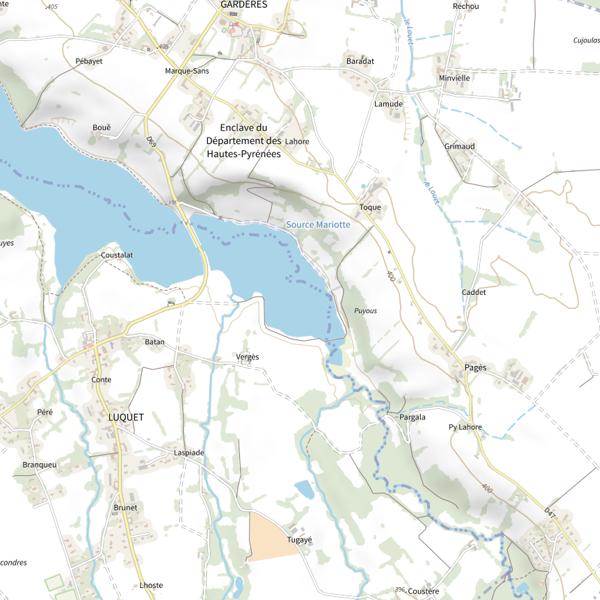Plan cartographique de Carpe de nuit - Petit lac amont du Gabas