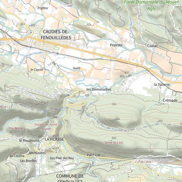 Plan cartographique de Caudiès-de-Fenouillèdes