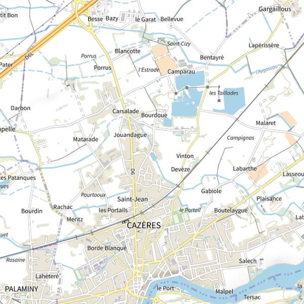 Plan cartographique de Cazeres
