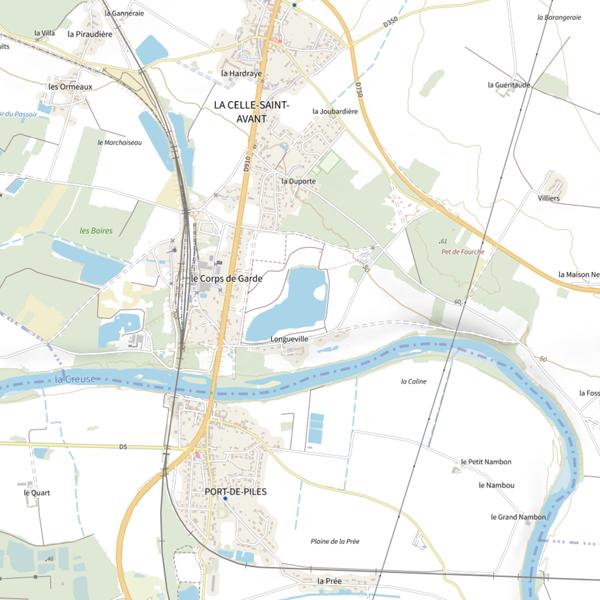 Plan cartographique de Celle-Saint-Avant Plan d'Eau de la Celle Saint Avant