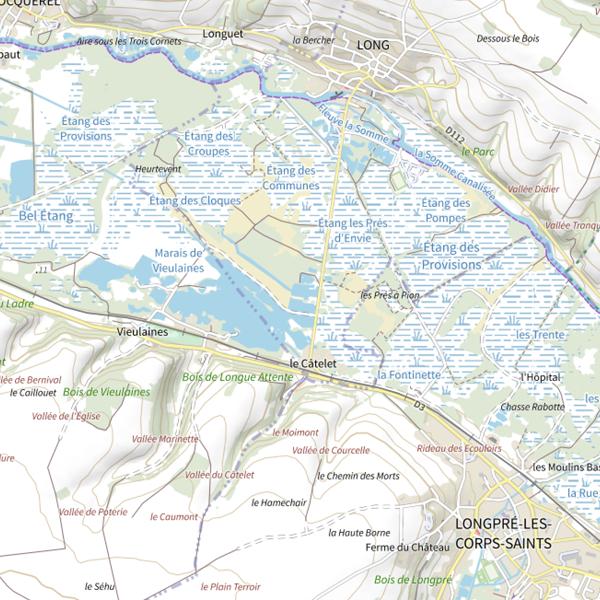 Plan cartographique de CG80 Chaussée du Catelet, Long