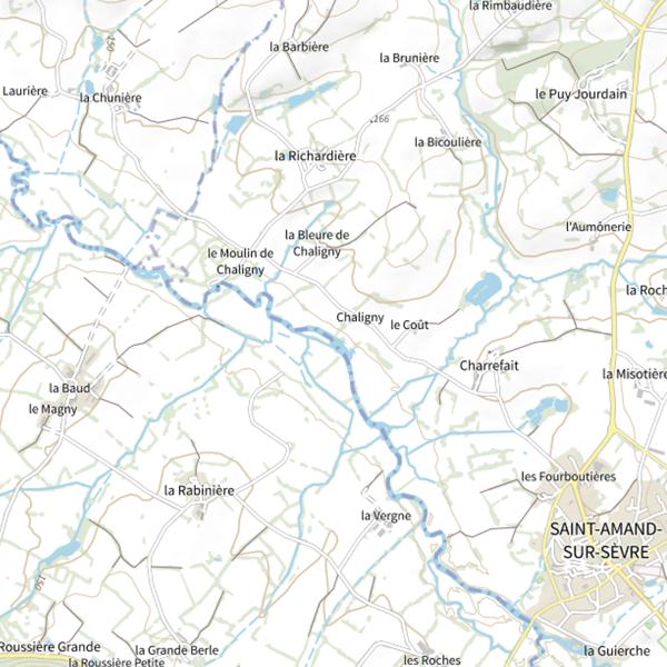 Plan cartographique de Chaligny, la Sèvre Nantaise, St Amand sur Sèvre
