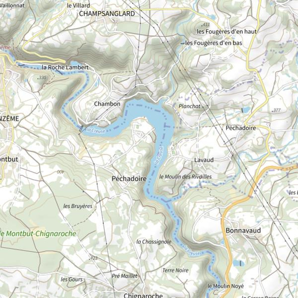 Plan cartographique de Champsanglard