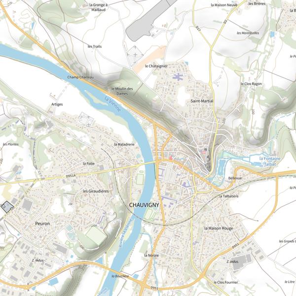Plan cartographique de Chauvigny (Centre)