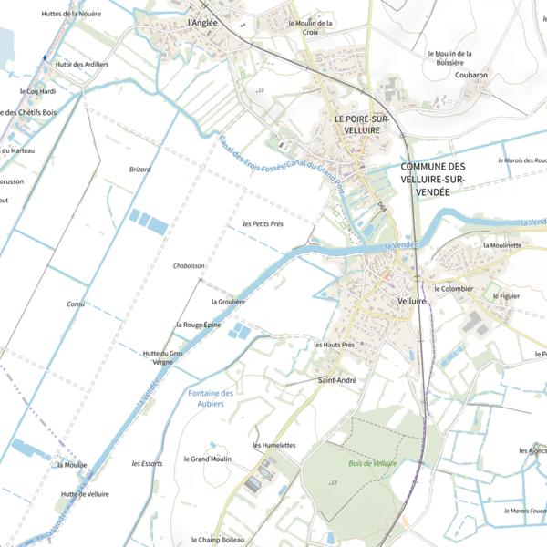 Plan cartographique de Chemin de halage, la Vendée, Velluire
