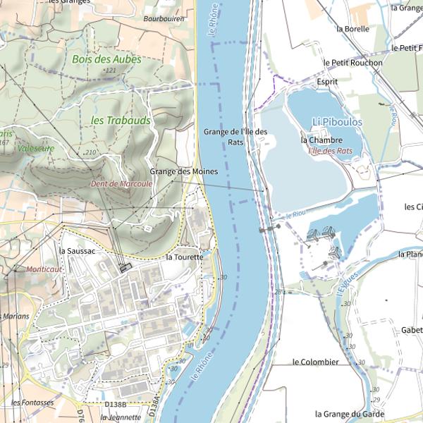 Plan cartographique de Chusclan (30) - CA RB12 Retenue aval rejet Phénix