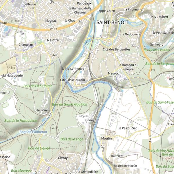 Plan cartographique de Clain (St Benoit)