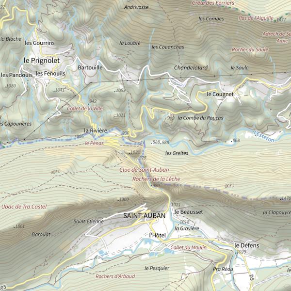 Plan cartographique de Clues de St Auban